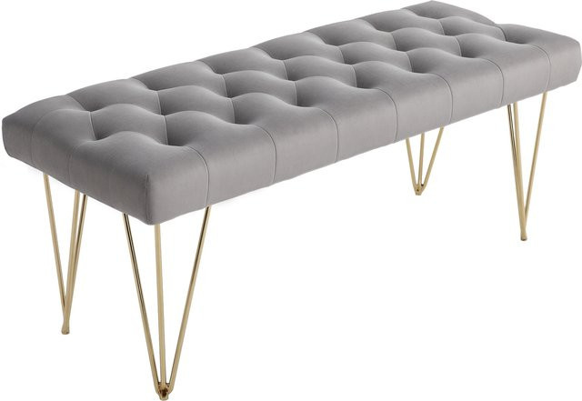 HOMCOM Sitzbank für Eingangsbereich und Flur mit Samtbezug in Grau, B/T/H: 116 x 44,5 x 49 cm - Bild 1