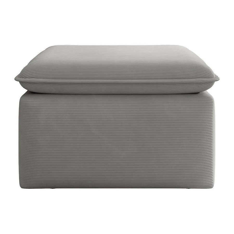 Vente-unique Sitzhocker Teodora in Lichtgrau aus Rippenvelours mit quadratischer Form, Breite: 70 cm, Tiefe: 70 cm, Höhe: 43 cm - Bild 2