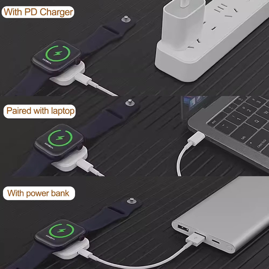 Magnetisches Schnell-Ladegerät für Apple Watch Series 10 9 8 7 6 5 SE mit USB-C Anschluss, Tragbare Ladestation in Weiß - Bild 5