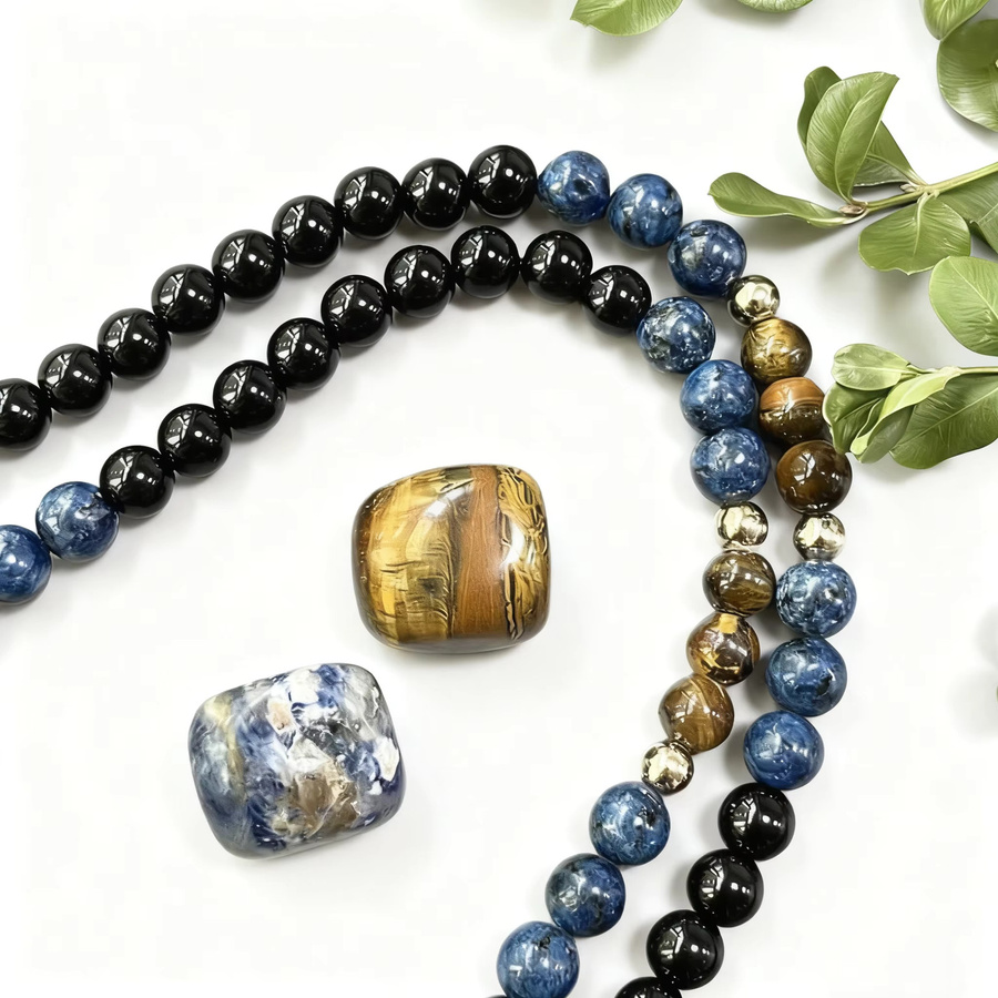 showboho Halskette Tigerauge, Schwarzer Onyx, 8mm, Unisex - Bild 5