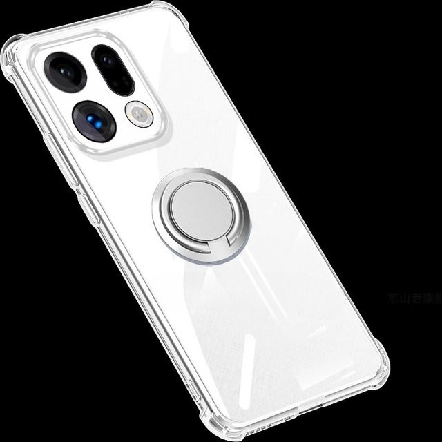 Transparente Silikon-Schutzhülle mit magnetischem Ringhalter für OPPO Find X9 Pro und OPPO Find X9, stoßfeste Airbag-Hülle - Bild 1