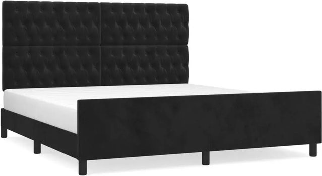 vidaXL Bettgestell mit Kopfteil aus Samt in Schwarz, B/T/H: 180 x 200 x 128 cm - Bild 1