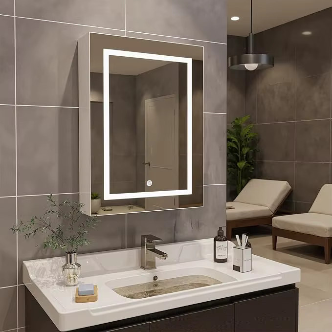 Rosahqnda LED-Spiegelschrank für das Badezimmer in Weiß mit beschlagfreier Funktion und dimmbarer Beleuchtung in 3 Farbtemperaturen - Bild 2