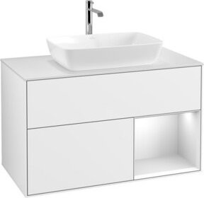 V&B Waschtischunterschrank Finion 100 mit Wandbeleuchtung in Weiß lackiert, B/T/H: 100 x 50,1 x 50,1 cm - Bild 1