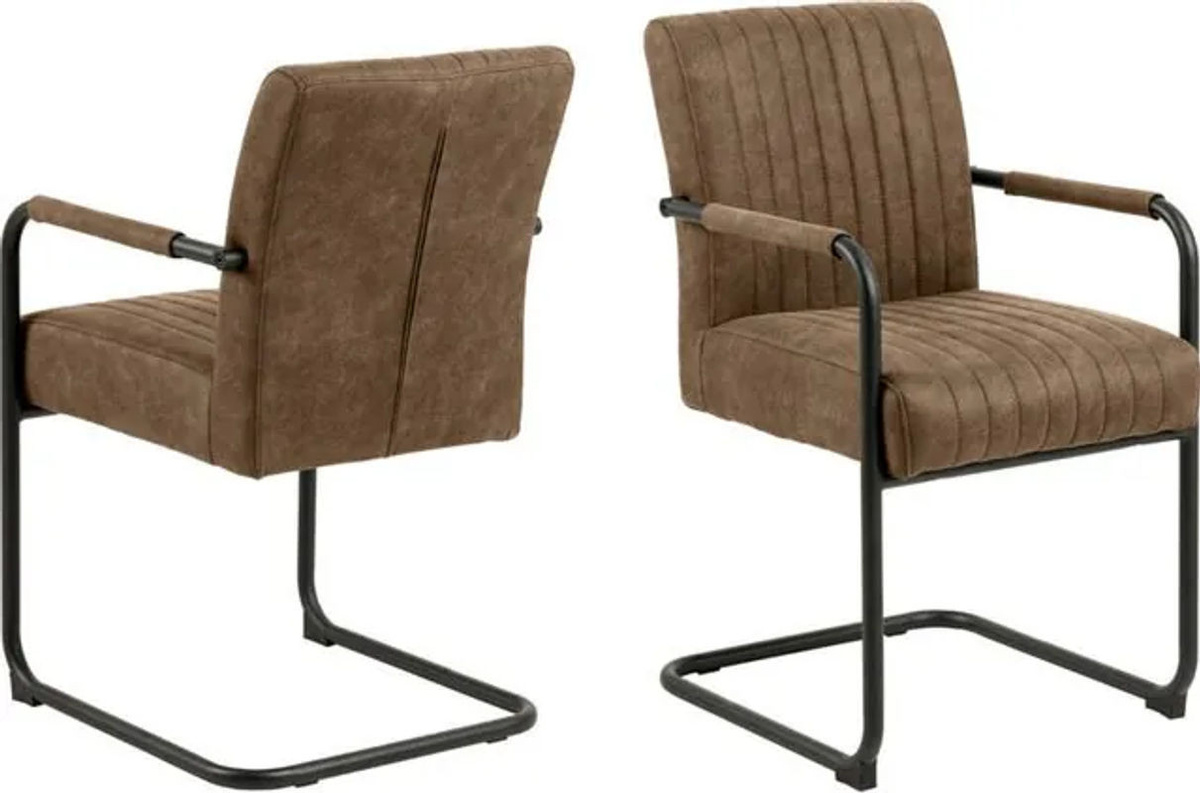 EBUY24 Esszimmerstuhl Adele mit Armlehnen in Braun aus Kunstleder und Polyester im Industrial Design - Bild 1