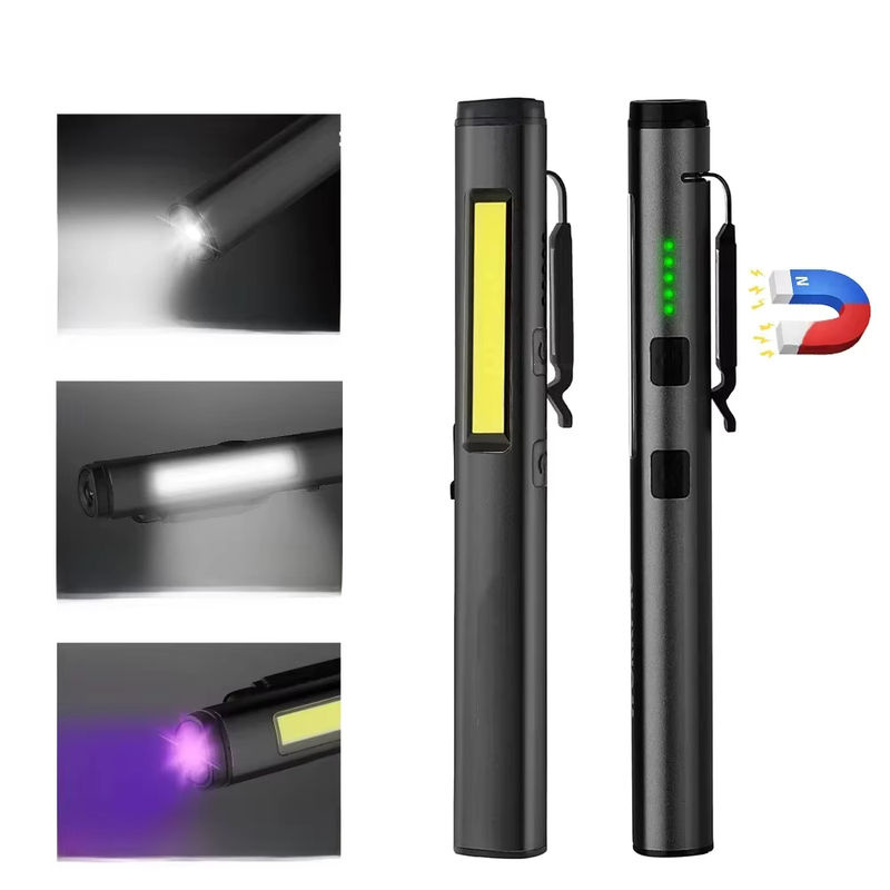 KDULIT 4-in-1 Multifunktions-LED-Stift-Taschenlampe in Schwarz mit wiederaufladbarem 800-mAh-Akku und Magnetismus - Bild 7