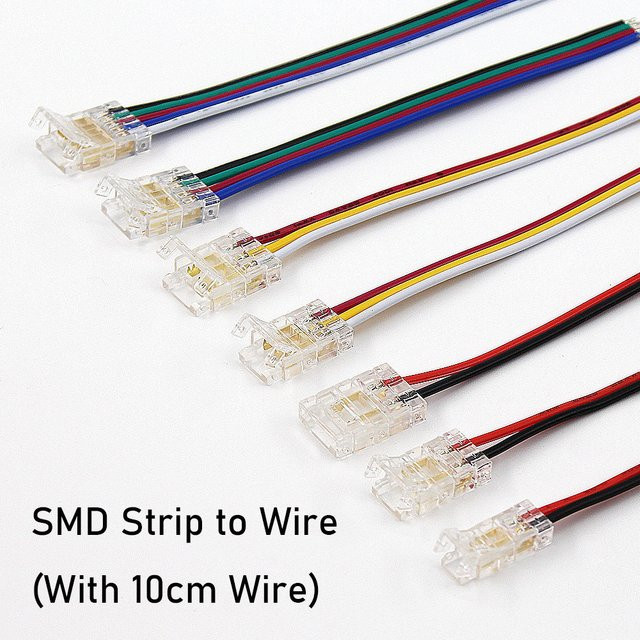 QHJIA SMD LED-Drahtverbinder für RGB-Streifen, lötfreier Schnellklemmenblock-Anschluss in Transparent, erhältlich als 2Pin, 3Pin oder 4Pin Streifen-zu-Streifen Verbinder - Bild 1