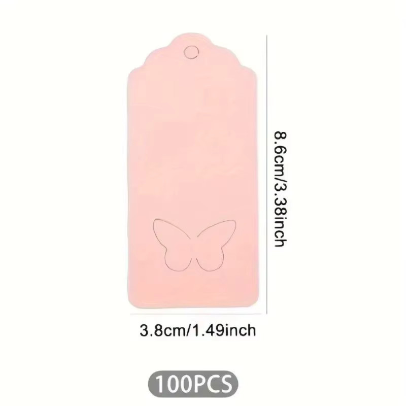 100 Stück Geschenkverpackungsetiketten aus Papier mit Schmetterlingsflügeln und gewelltem Rand in Weiß und Pink - Bild 2