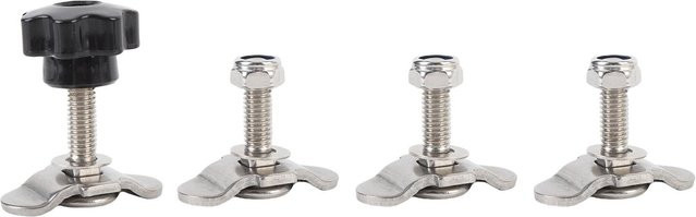 Igeteck L-Schiene Zurrösen Set aus Edelstahl in Silber, M8x35mm Doppelöse mit Gewindebolzen und Mutter zur Ladungssicherung für LKW-Ladeflächen und Anhänger - Bild 1