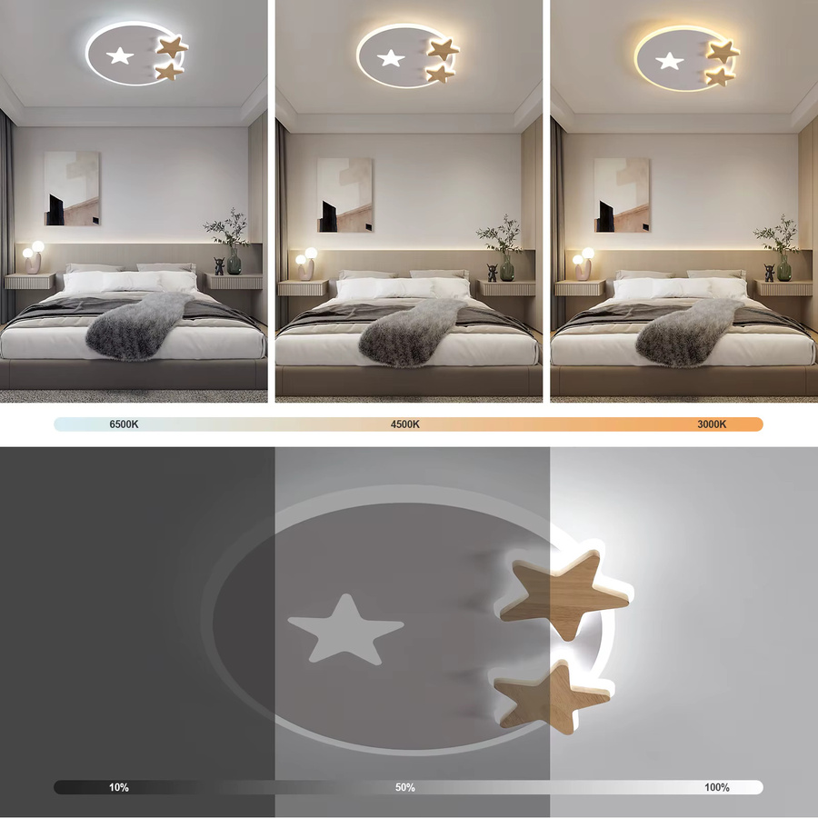 Dimmbare LED-Deckenleuchte Sternform für Kinderzimmer mit Fernbedienung, 32 W, Durchmesser: 42 cm - Bild 3