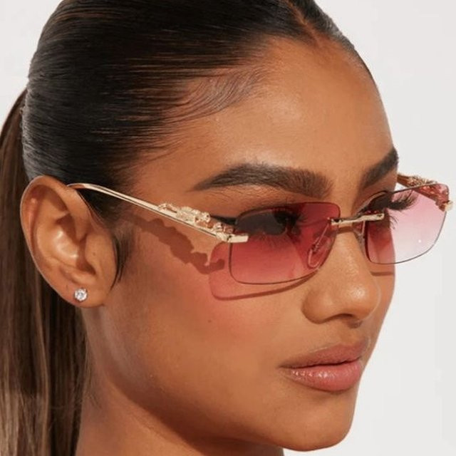 DIXSG Korrektionsbrille, randlos, rechteckig, Metall, pink, Unisex - Bild 1