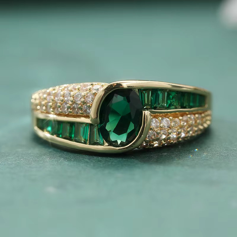 YoYo Ring, Gold, Smaragd, Damen, Vintage - Bild 4