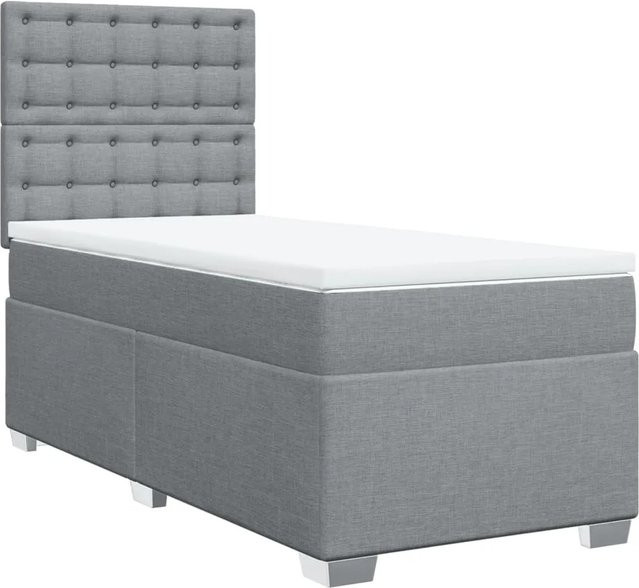 vidaXL Boxspringbett Hybrid mit Matratze und Taschenfederkern, Hellgrau, B/T/H: 90 x 190 x 150,5 cm - Bild 1