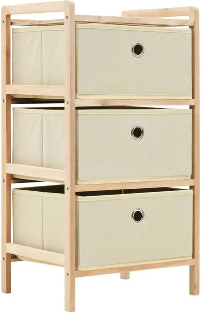 vidaXL Aufbewahrungsregale aus Zedernholz mit 3 Stoffkörben, 2 Stück, Beige - Bild 1