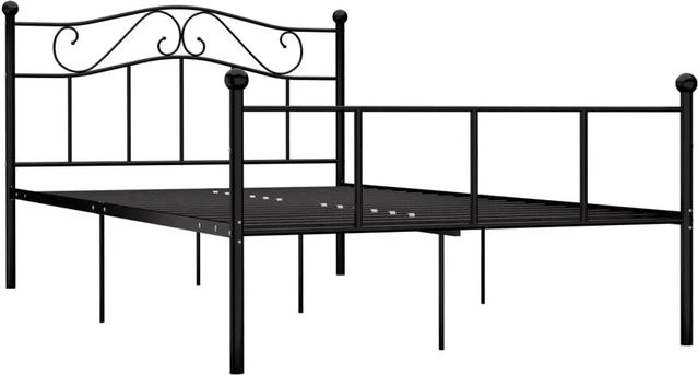 vidaXL Bettgestell aus Metall in Schwarz Matt, B/T/H: 120 x 200 x 127,5 x 208 cm - Bild 1