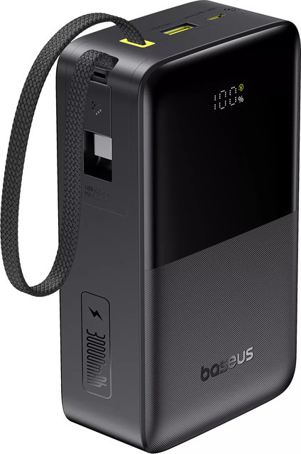 Baseus EnerFill Bipow2 Pro Externer Akku mit 30000mAh, 22.5W, QC + PD, 1 x USB-A und 2 x USB-C, Schwarz - Bild 1