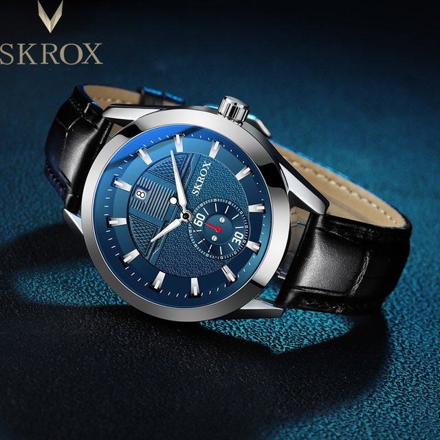 SKROX Armbanduhr Automatik, Leder, Blau, Saphirglas, Herren - Bild 1