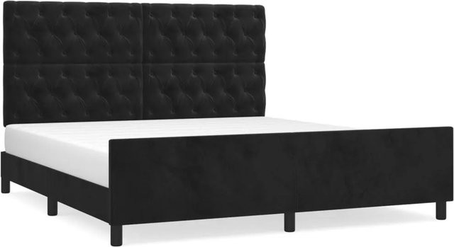 vidaXL Bettgestell mit Kopfteil aus Samt in Schwarz, B/T/H: 160 x 200 x 128 cm - Bild 1