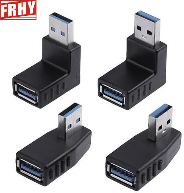 FRHY 4-Wege USB 3.0 Adapter Typ A Stecker auf Buchse mit 90 Grad abgewinkeltem Design in Schwarz - Bild 1