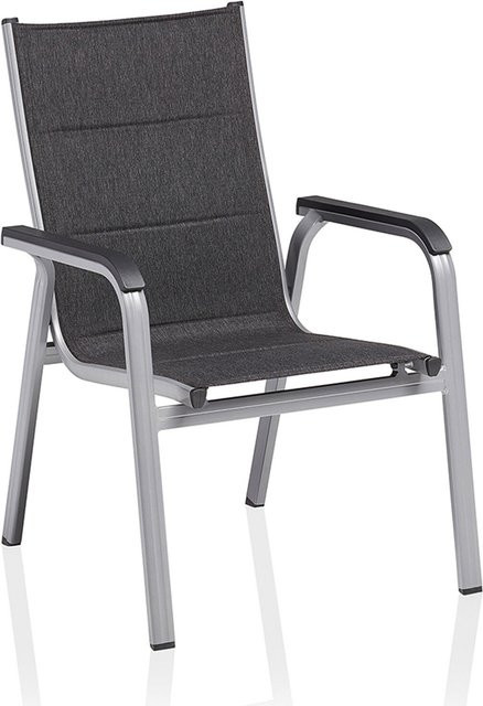 Kettler BasicPlus Padded Stapelsessel aus Aluminium und Textilene in Silber/Anthrazit - Bild 1