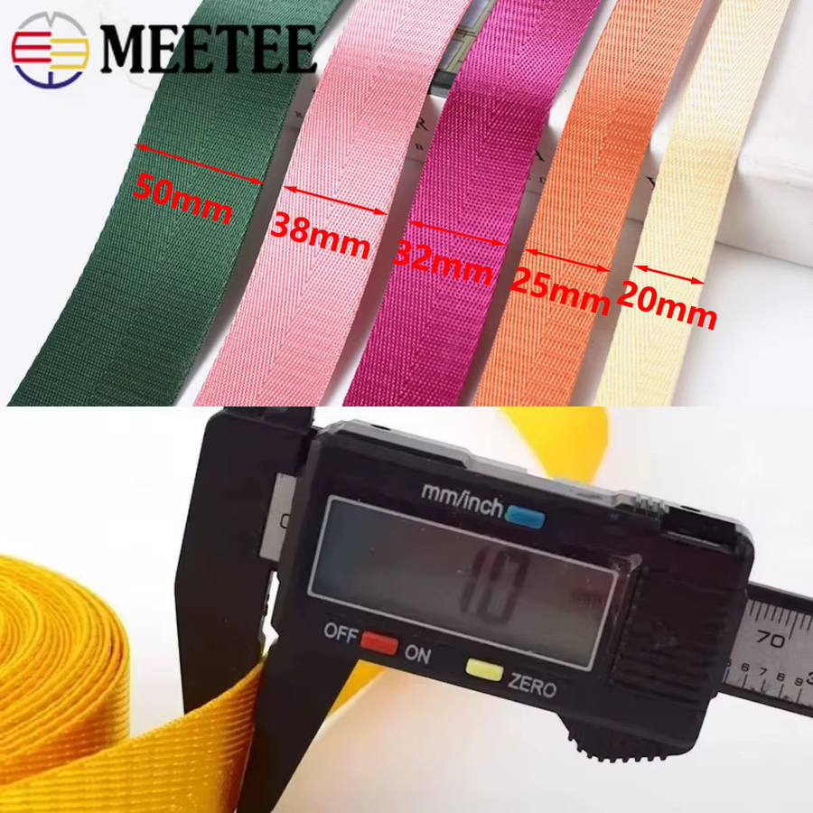 Meetee Nylon-Gurtband Set in Rot und Mehrfarbig, 10 Meter Länge, Breite: 20–50 mm, ideal als DIY-Nähzubehör für Taschen, Rucksäcke und Riemen - Bild 3