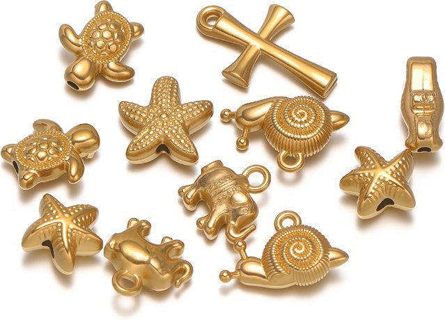 Semitree Anhänger, Edelstahl, Gold, Meerestier, Unisex - Bild 1