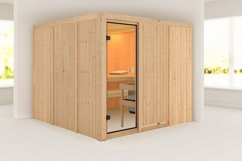Karibu Sauna Laisholm aus Fichte in Braun für 5 Personen, B/T/H: 231 x 231 x 198 cm, ohne Ofen - Bild 1