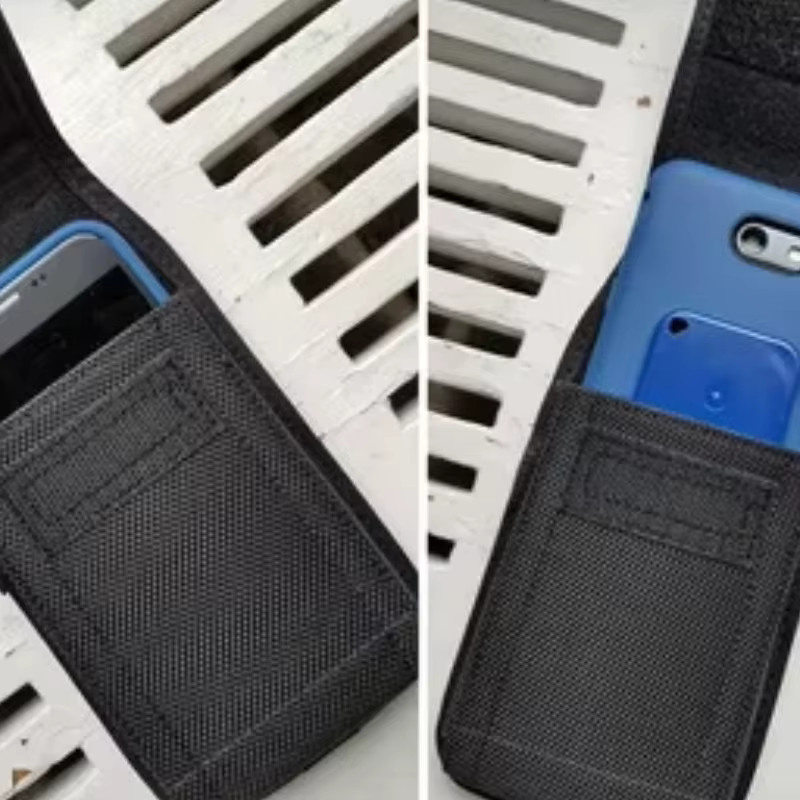 Universelle Nylon-Gürtelholster Handytasche in Schwarz für Smartphones von 4,7 bis 6,8 Zoll mit Karabinerhaken für vertikale und horizontale Nutzung - Bild 5
