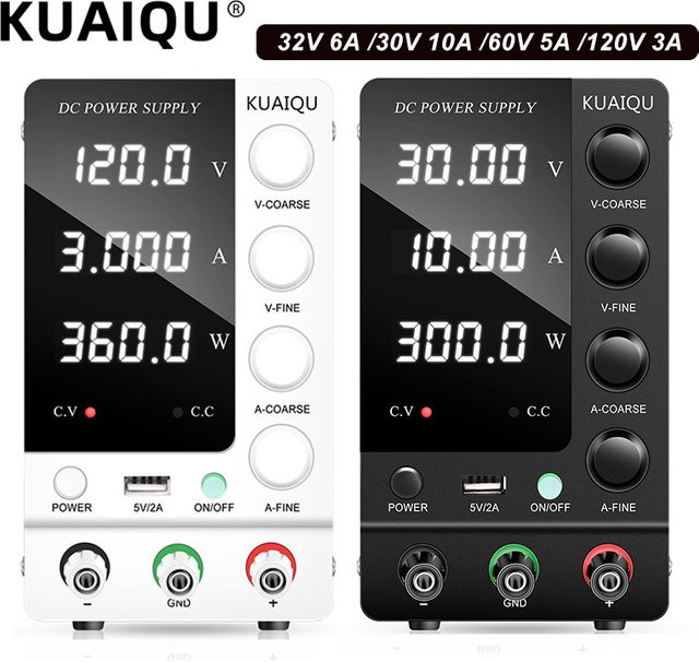 KUAIQU Laboratorium DC Labornetzteil mit 4-stelligem Display, regelbare Schaltelektronik, 30V 10A 6A, hohe Präzision und stabiler Ausgang, Schwarz/Mehrfarbig - Bild 1