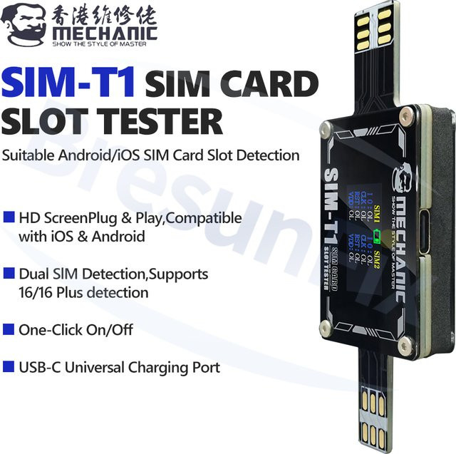 MECHANIC SIM-T1 Digitaler SIM-Kartensteckplatz Tester mit HD Display für iPhone und Android Reparaturen in Schwarz - Bild 1