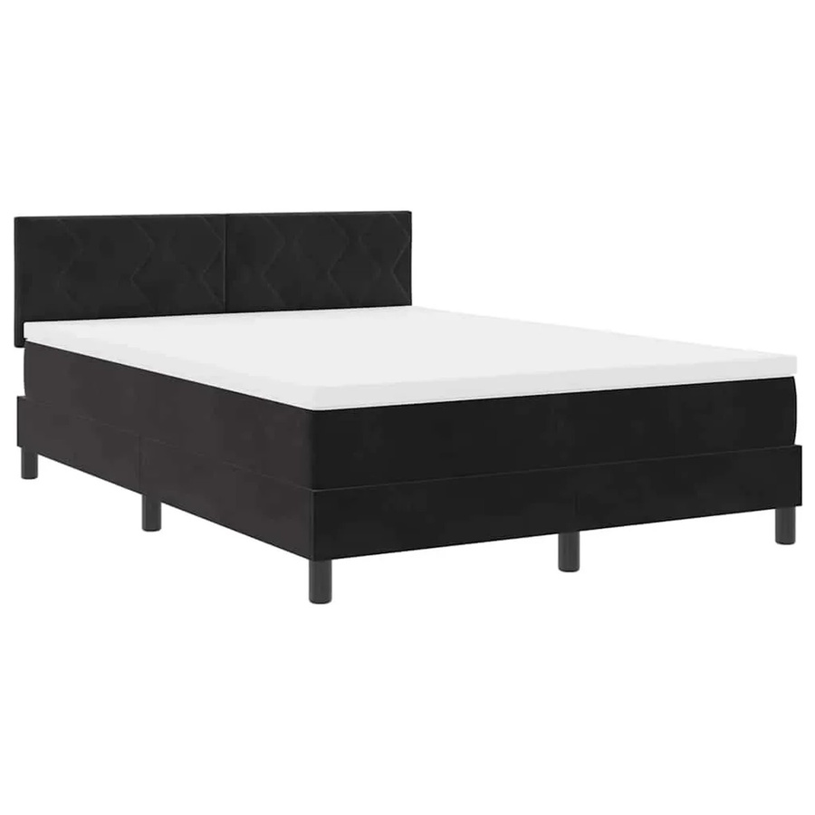 vidaXL LED Boxspringbett mit Matratze Schwarz Samt B/T/H: 140 x 200 x 143 cm - Bild 2