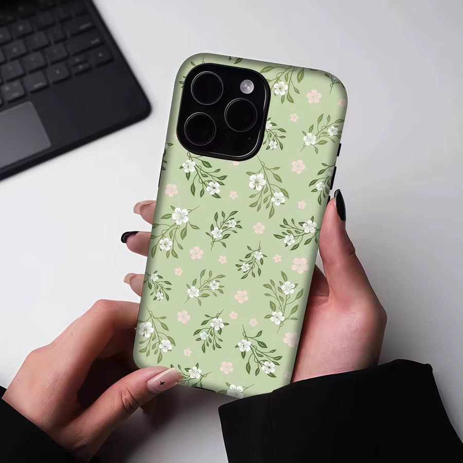 Aurbe 2-in-1 MagSafe Hülle mit mattem Film für iPhone 17 16 15 Plus Pro Max, stoßfeste Hartschale im Vintage Floral Ditsy Design, Salbeigrün - Bild 5