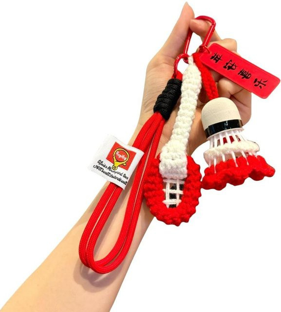 Linyi toy Schlüsselanhänger Häkeln, Badminton, rot, Unisex - Bild 1
