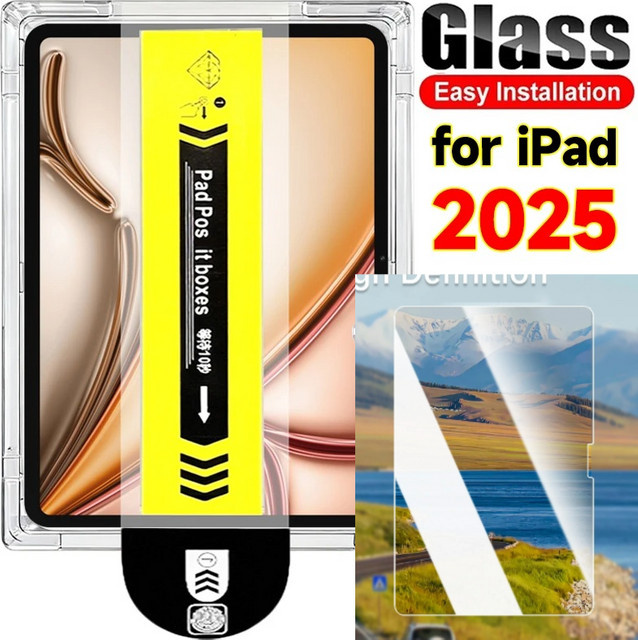 HD Displayschutz aus gehärtetem Glas für Apple iPad Pro 13, 11, Air M4, M3, M2, Mini 7 8.3 und iPad 10. Generation, transparent, kratzfest - Bild 1