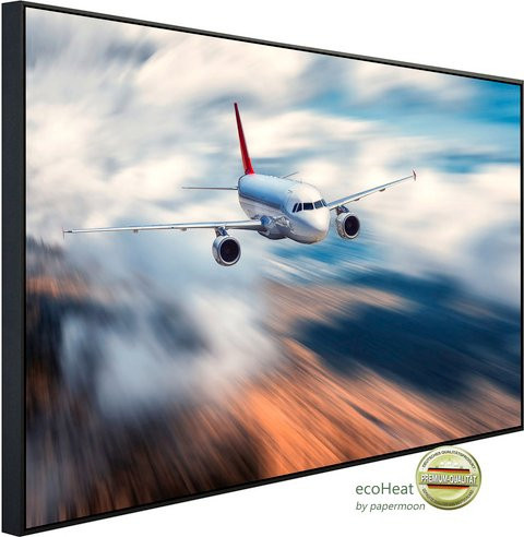 papermoon EcoHeat Infrarotheizung Fliegendes Flugzeug in Bunt mit Matt-Effekt, App-Steuerung und Überhitzungsschutz - Bild 1
