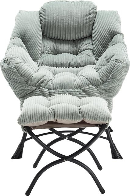 Lounge-Sessel mit Hocker und Seitentasche in Hellgrün, moderner Sessel mit Flanellbezug und Armlehnen, B/T/H: 69.9 x 64.0 x 95.0 cm - Bild 1