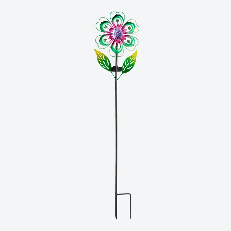 Solar-Stab Blume in Türkis mit LED für Garten und Balkon, Höhe: 90 cm - Bild 2