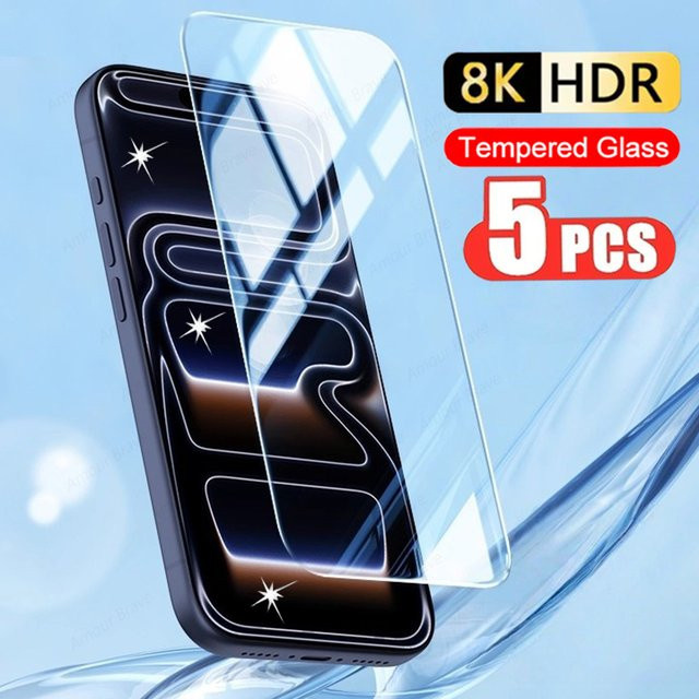 Amour Brave 5er-Pack Displayschutzfolie aus gehärtetem Glas für iPhone 17 16 15 14 13 12 Pro Max Plus Mini in Transparent - Bild 1