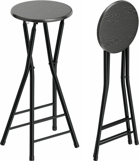 HOMCOM Barhocker in Schwarz mit minimalistischem Design aus Stahl und MDF, B/T/H: 34 x 30 x 70 cm - Bild 1