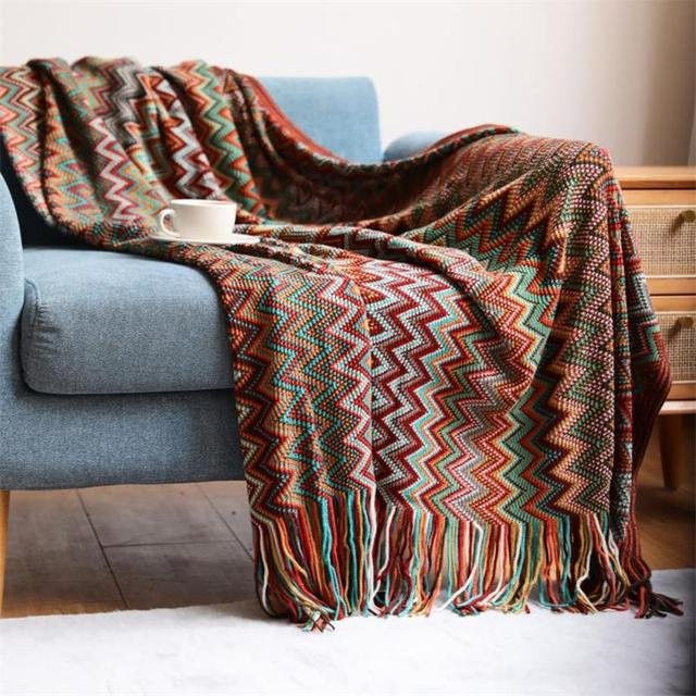 Bohemian Strickdecke von JMG Household Supplies mit Quasten, mehrfarbig, B/B: 127 x 152 cm - Bild 1