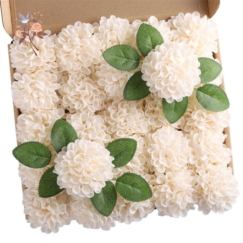 25 Stück künstliche Schaumstoff-Dahlien und Gänseblümchen mit Stiel in Pink und Weiß von YN HI FLOWER für - Bild 1