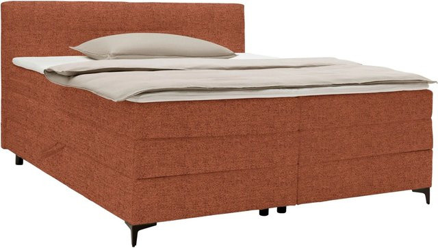 Mömax Boxspringbett Bari Hybrid in Orange und Braun, B/T: 180 x 200 cm - Bild 1