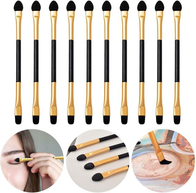 10 Stück Lidschattenpinsel Doppelendige Applikatoren, Gold, Unisex - Bild 1