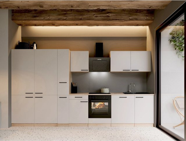 Respekta Merle Küchenblock Kaschmir in Beige und Braun, modern mit Soft-Close-Türen, Breite: 370 cm, Höhe: 200 cm, Tiefe: 60 cm - Bild 1