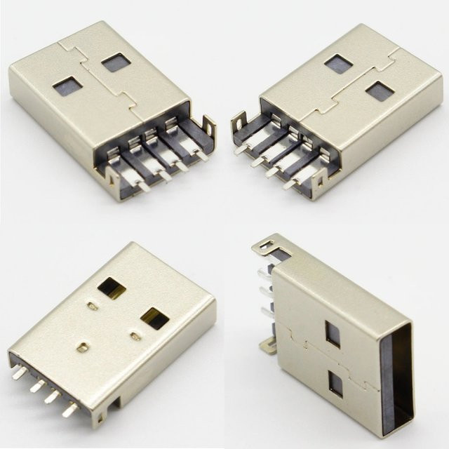 ELECAPITAL 10er Set USB 2.0 A-Typ Stecker 4-Pin mit Lötanschluss in Silber - Bild 1