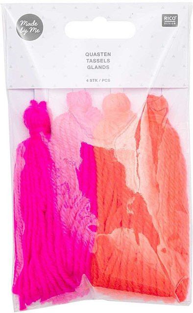 Rico Design Quasten Neon in Pink und Multicolour, 4 Stück, Höhe: 9 cm - Bild 1