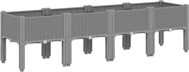 vidaXL Pflanzkasten mit Beinen in Hellgrau mit Rattan-Optik aus Polypropylen B/T/H: 160 x 40 x 42 cm - Bild 1