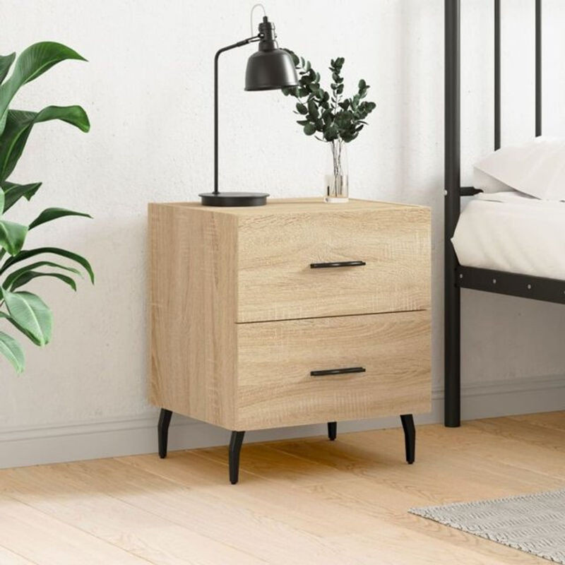 Vidaxl Nachttisch Modern in Eiche Natur Braun aus Holzwerkstoff B/T/H: 40 x 35 x 47,5 cm - Bild 1