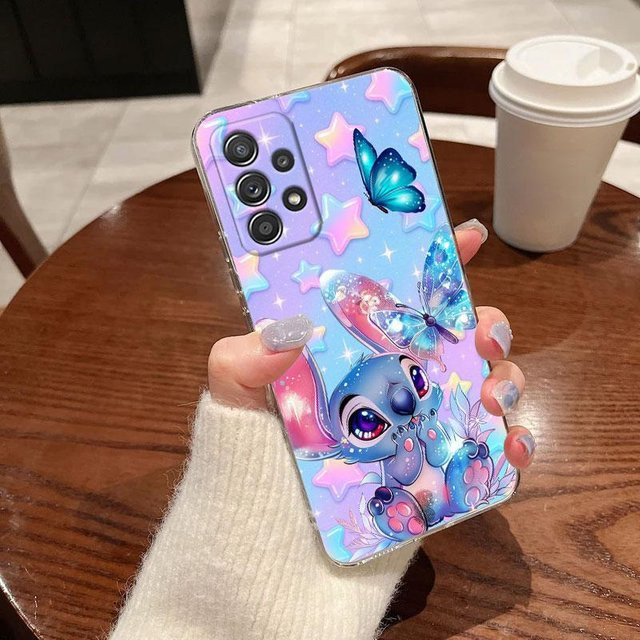 Stitch Clear Case Stoßfeste Hülle mit Schmetterlings-Design für Samsung Galaxy A57 A37 A56 5G A36 A55 A54 A35 A26 A07 A17 A16 A06 A34 A15 Transparent Multicolour - Bild 1