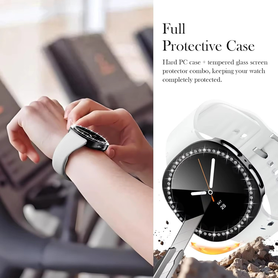 Samusak Uhrengehäuse und Schutzfolien-Set für Samsung Galaxy Watch 8, Silikon, Kristall - Bild 4